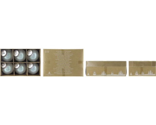 Christbaumkugeln aus Kunststoff Ø 6 cm 6 Stück weiss Glitzer Paquet de six boules de Noël