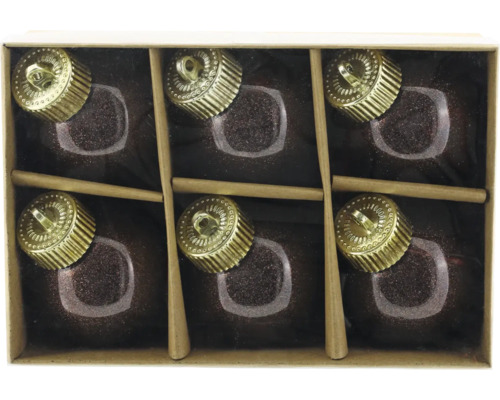 Christbaumkugeln aus Kunststoff Ø 6 cm 6 Stück bordeaux Sechs Christbaumkugeln in einer Verpackung