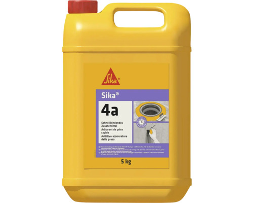 Ciment à prise rapide, produit d'étanchéité Sika®-4a 5 kg Sika 4a Adjuvant de prise rapide dans un bidon jaune
