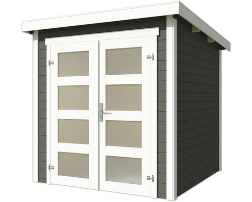 Abri de jardin en bois avec double porte et fenêtres en verre