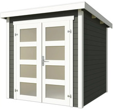 Abri de jardin avec double porte et fenêtres en verre