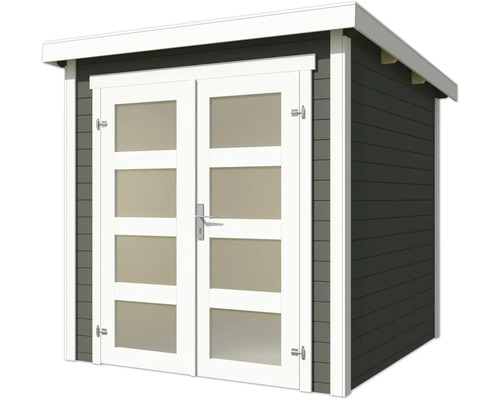 Abri de jardin avec double porte et fenêtres en verre