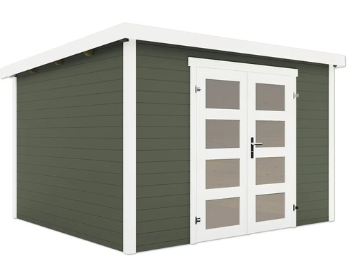 Abri de jardin en bois avec double porte et fenêtres