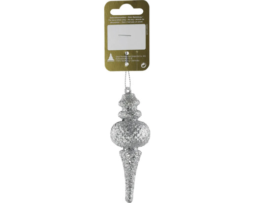 Hängedeko Kalebasse aus Kunststoff silber Silberner Christbaumschmuck in Zapfenform als Dekorationsartikel