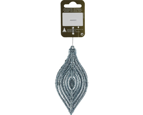 Hängedeko Tropfen aus Kunststoff türkis Silberfarbener Baumschmuck in Blattform als Dekorationsartikel