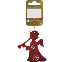 Ange rouge avec trompette comme décoration de sapin de Noël