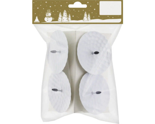 Quatre patins de meubles ronds avec tige dans un emballage transparent.