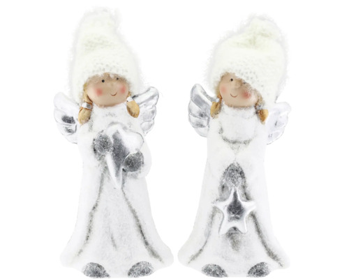 Deux figurines d''anges de Noël avec bonnet et ailes