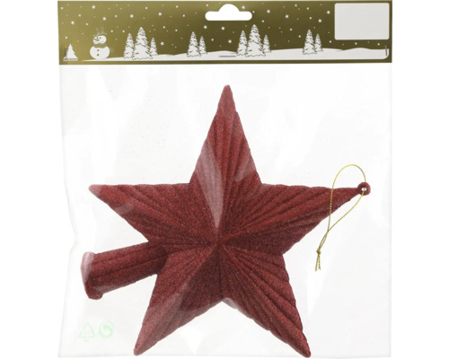 Roter Stern als Christbaumschmuck in Verpackung
