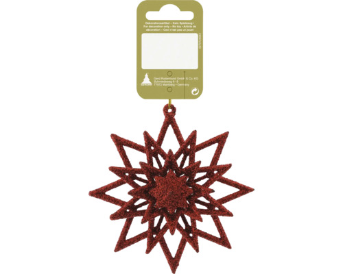 Weihnachtsbaumanhänger Glitzerstern Kunststoff 10 cm rot Dekorativer Weihnachtsstern zum Aufhängen