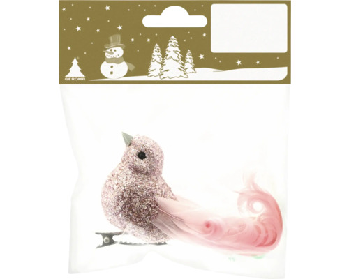 Oiseau décoratif à paillettes avec plume pour la période de Noël