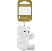 Ours en peluche blanc comme décoration de sapin de Noël avec suspension