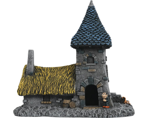 Décoration d''aquarium château avec tour et toit de chaume