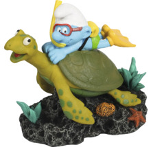 Figurine décorative : Schtroumpf avec tuba sur tortue