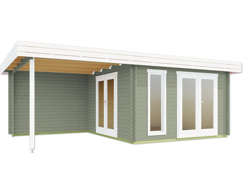 Abri de jardin en bois avec terrasse et double porte