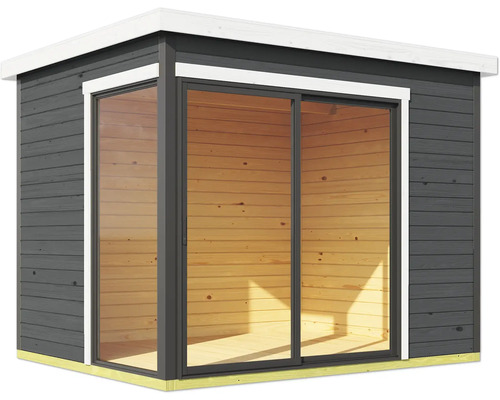 Abri de jardin avec porte coulissante en verre