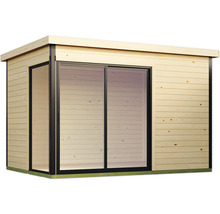 Abri de jardin en bois avec porte coulissante et fenêtre