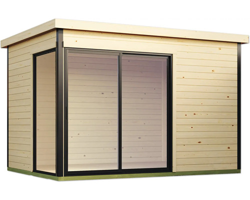 Abri de jardin en bois avec porte coulissante et fenêtre
