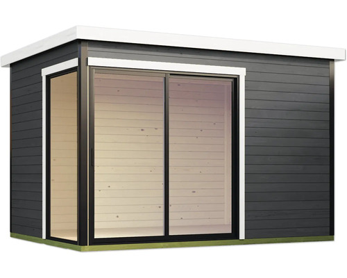 Abri de jardin avec porte coulissante et fenêtre