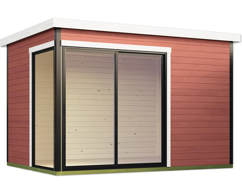 Abri de jardin en bois avec porte coulissante