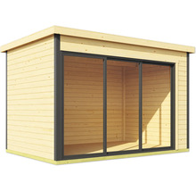 Abri de jardin avec porte coulissante en bois