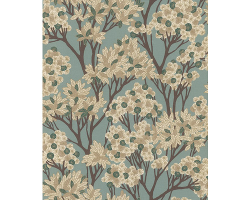 Tapete mit Bäumen, Blättern und Blütenmuster