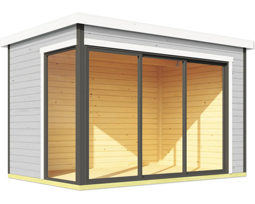 Abri de jardin avec portes coulissantes en verre