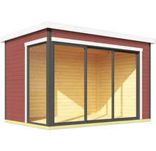 Abri de jardin avec portes coulissantes en verre