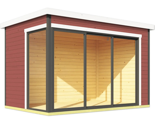 Abri de jardin avec portes coulissantes en verre