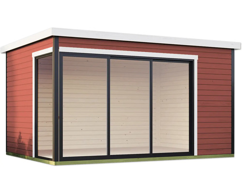 Abri de jardin avec porte coulissante en verre