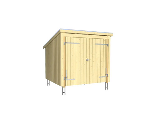 Fahrradschuppen PLUS Nordic 5,7 m² 1 Modul offen aus Holz inkl. Dachpappe/Aluminiumleisten/Pfostenfüße unbehandelt