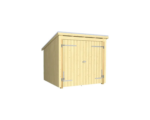 Fahrradschuppen PLUS Nordic 5 m² 1 Modul Doppeltür Holz inkl. Dachpappe/Aluminiumleisten 229 x 218 x 169/220 cm unbehandelt