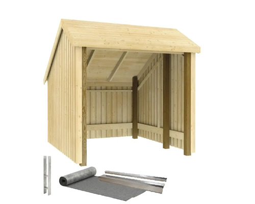 Holzunterstand mit Dachpappe und Zubehör