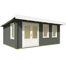 Abri de jardin en bois avec porte double et fenêtres