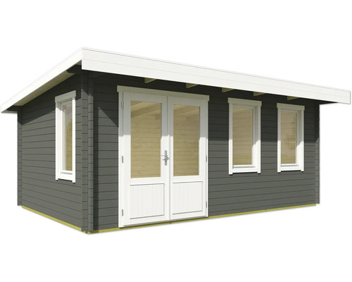 Abri de jardin en bois avec porte double et fenêtres