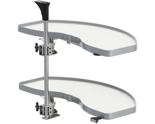 Élément d''angle pivotant avec deux étagères pour l''organisation de la cuisine