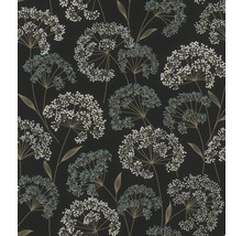 Tapete mit Blütenmuster auf dunklem Hintergrund