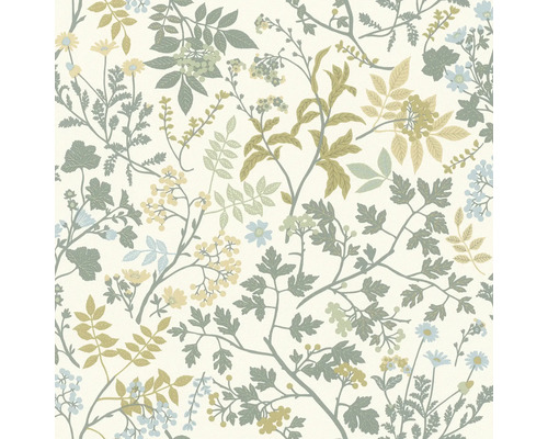 Tapete mit floralem Muster mit Blättern und Blumen