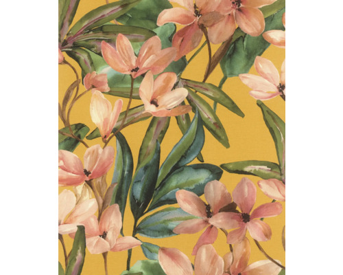 Papier peint intissé autocollant 371130 Magnolia jaune 6x0,53m Textile à motif floral