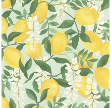 Motif avec citrons, feuilles et fleurs