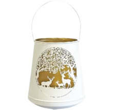 Photophore en métal avec motif de cerf et poignée