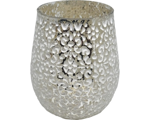 Photophore en verre avec motif floral
