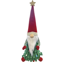 Nain de Noël avec étoile sur bonnet rouge et barbe