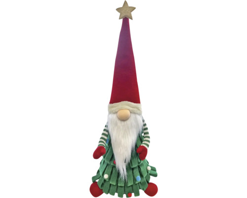 Nain de Noël avec étoile sur bonnet rouge et barbe