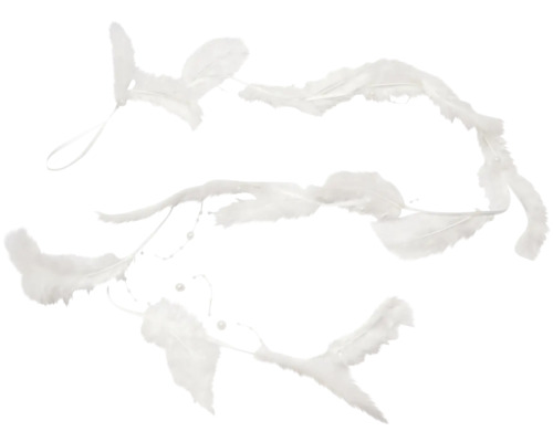 Guirlande avec 12 ressorts et chaîne de perles L 125 cm blanc Plumes décoratives blanches