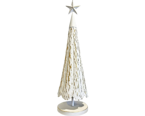 Arbre de Noël décoratif en métal avec étoile au sommet et accents dorés