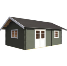 Abri de jardin avec toit, fenêtres et double porte