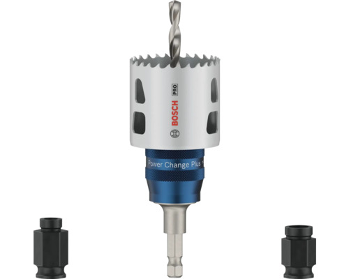Scie cloche Bosch Pro avec foret de centrage et deux adaptateurs d''outils