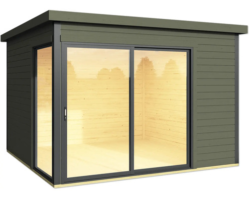 Abri de jardin moderne avec porte coulissante en verre pour l'extérieur