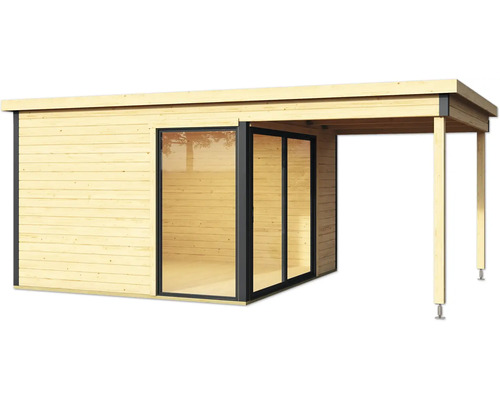 Abri de jardin en bois avec terrasse couverte